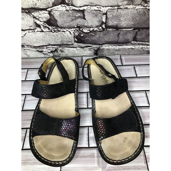 Alegria VER-582 Black Multicolor Shimmer Strap Wedge Sandals Women Sz 37EU/6.5US - Picture 14 of 16